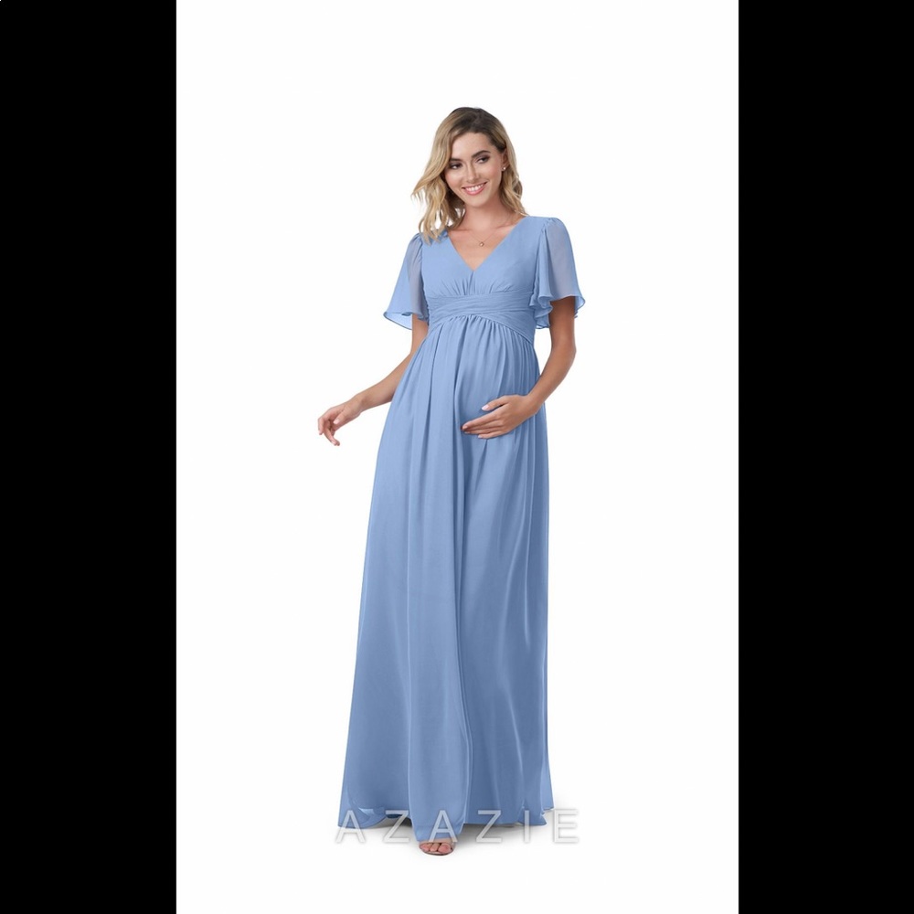 Steel blue Azazie Maternity Bridesmaid dress